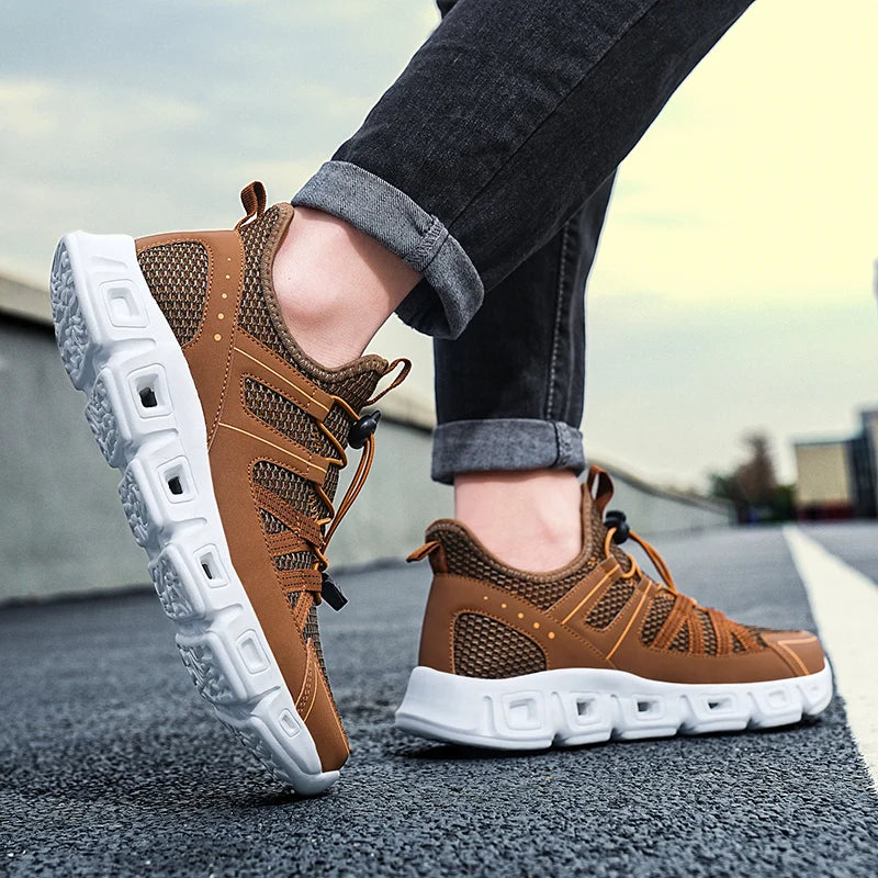 Men's Running Shoes with Mesh Upper, Quick Closure, and Cushioned Sole