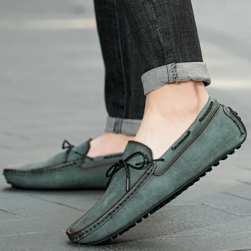 Herreslip-on mokkasiner med gummisål