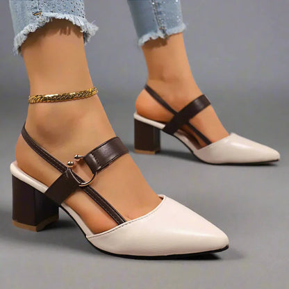 Damesko Slingback med Bred Hæl og Buefodsstøtte – Elegant Stil