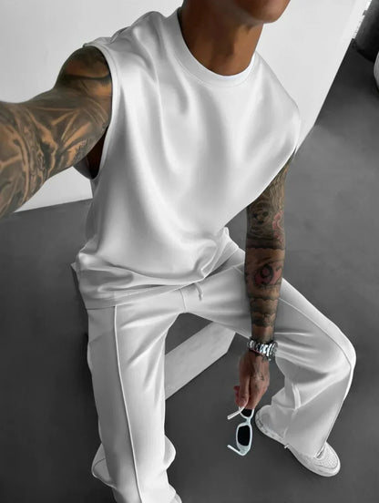 Men's Lounge Set with Sleeveless Top and Tailored Pants