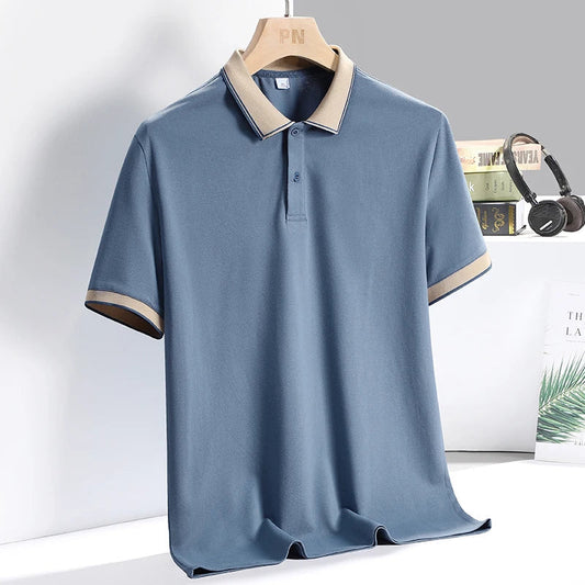 Men's Polo Shirt with Contrast Trim and Tailored Fit