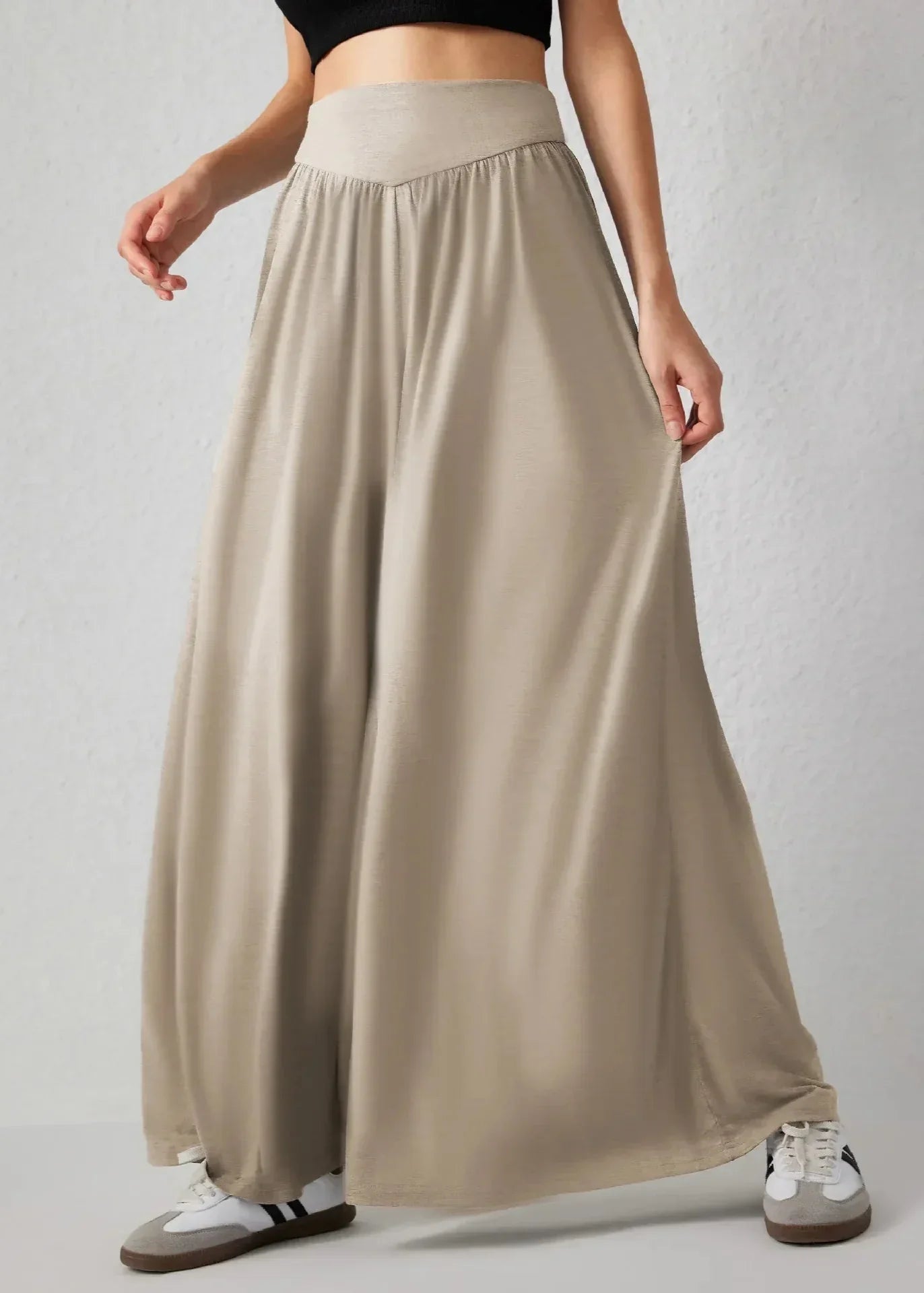 Pantaloni Donna Leggeri a Gamba Larga con Vita Elasticizzata – Stile Casual Estivo