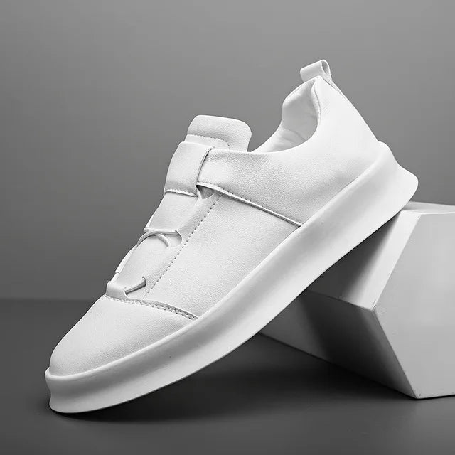 Zapatillas deportivas de hombre con efecto piel, cordones y suela antideslizante