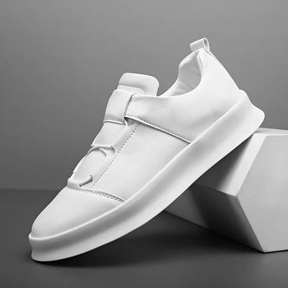 Zapatillas deportivas de hombre con efecto piel, cordones y suela antideslizante
