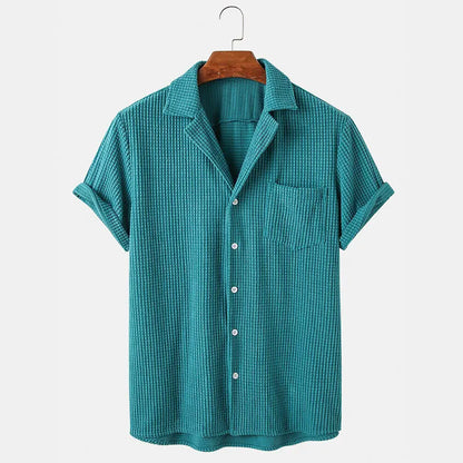 Camisa de hombre de pana con mangas largas y botones – estilo de pana