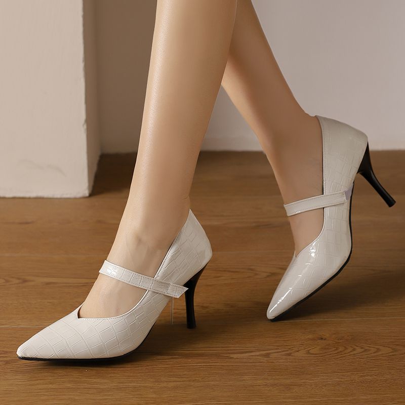 Décolleté da Donna Primaverili con Cinturino e Tacco Elegante – Effetto Coccodrillo e Struttura Leggera