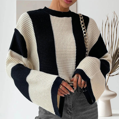 Maglione Donna Girocollo con Spalle Scese e Maniche Ampie – Stile Rilassato