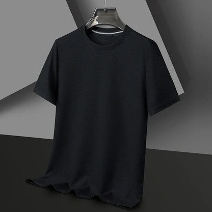 Herre T-shirt med Rund Hals, Bikagemønster og Netstruktur