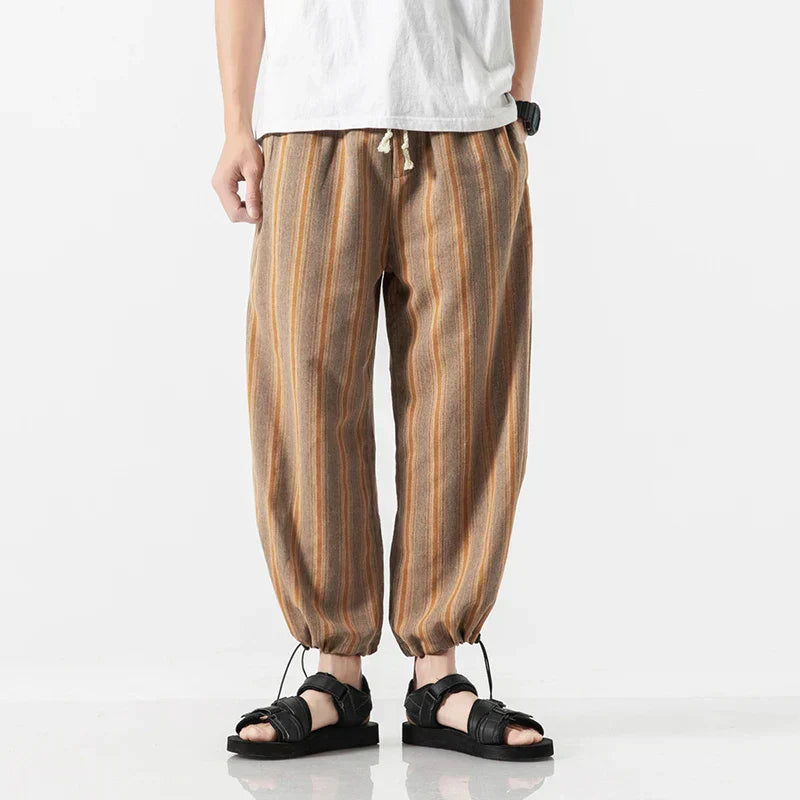 Pantaloni Harem Uomo a Righe Sottili con Coulisse – Vestibilità Comoda