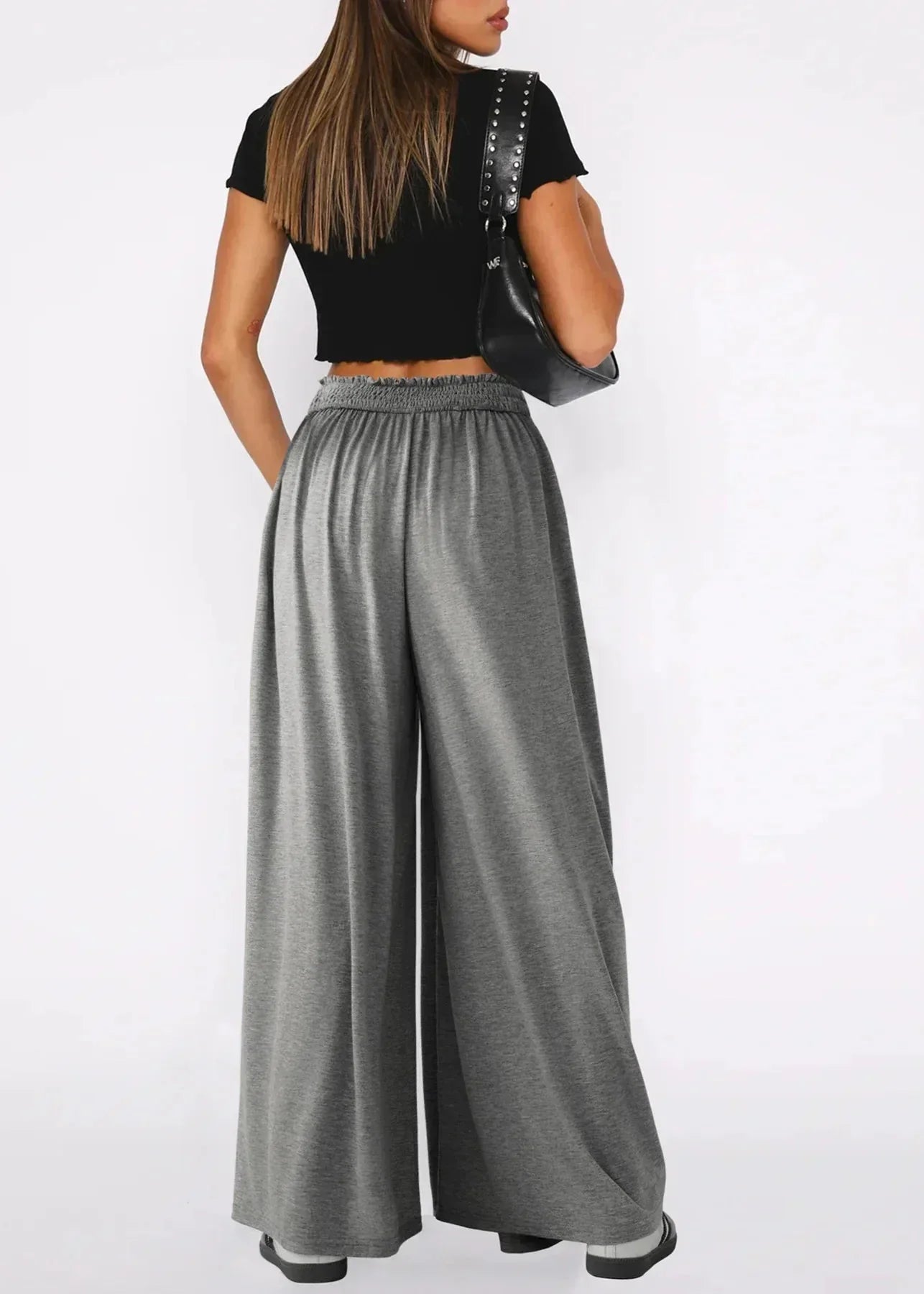 Pantaloni Donna Leggeri a Gamba Larga con Vita Elasticizzata – Stile Casual Estivo