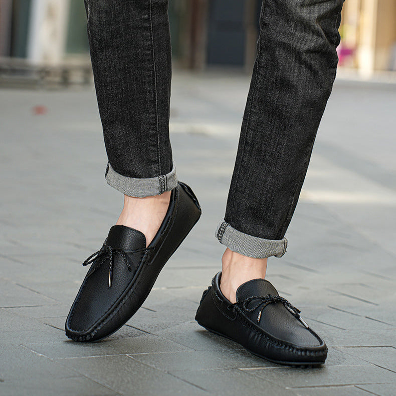 Herreslip-on mokkasiner med gummisål