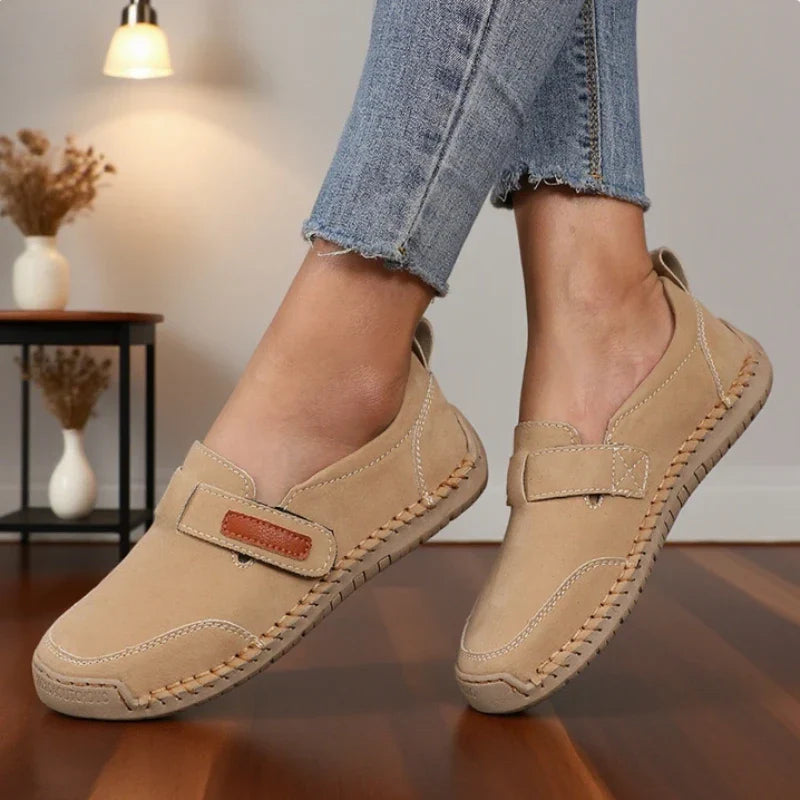 Women's Slip-On Loafers Hand-Sewn with Adjustable Velcro Strap