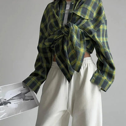 Camicia Donna Invernale a Quadri Oversize con Finitura Spazzolata