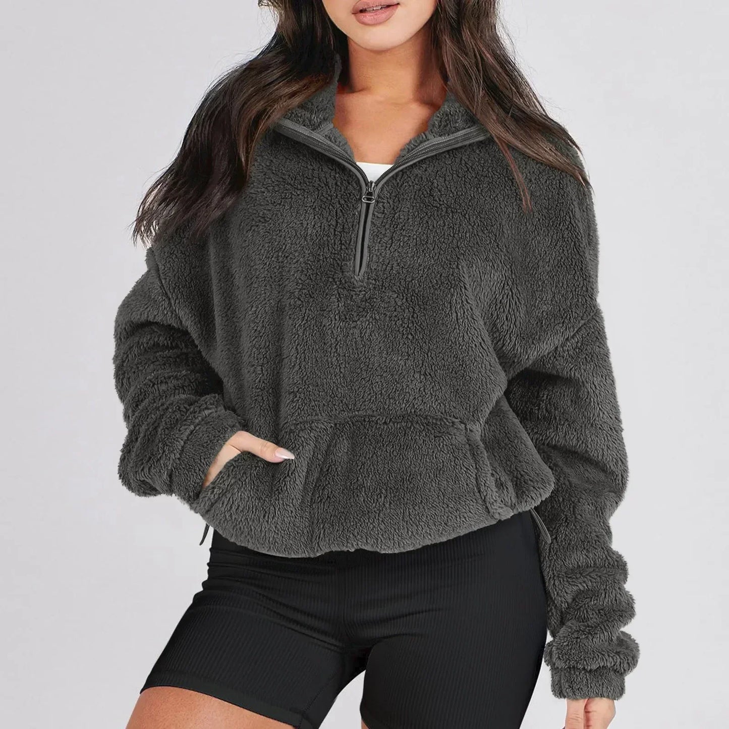 Maglione Donna con Mezza Zip e Colletto, Vestibilità Comoda – Stile Quotidiano