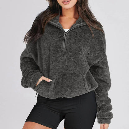 Maglione Donna con Mezza Zip e Colletto, Vestibilità Comoda – Stile Quotidiano
