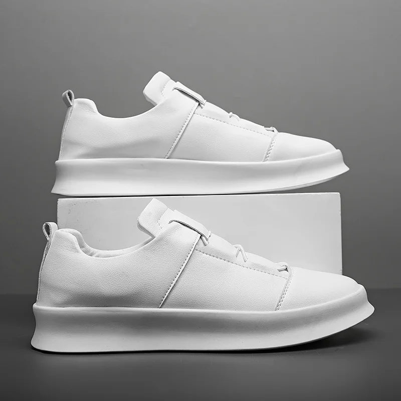 Zapatillas deportivas de hombre con efecto piel, cordones y suela antideslizante