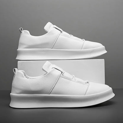 Zapatillas deportivas de hombre con efecto piel, cordones y suela antideslizante