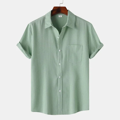 Camicia Estiva Uomo con Colletto Aperto e Chiusura a Bottoni – Stile Casual Classico