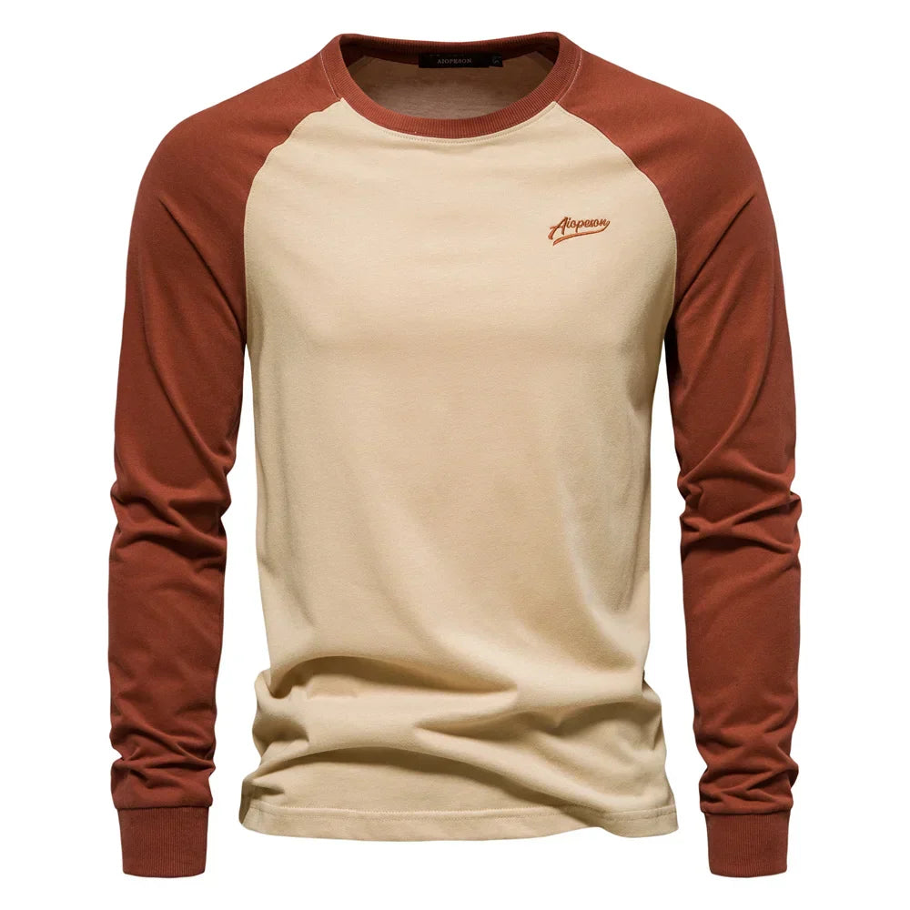 Camicia da Uomo Autunnale a Maniche Lunghe con Maniche Raglan e Vestibilità Slim