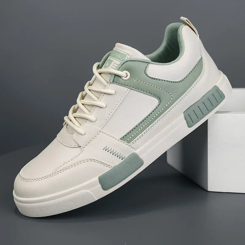 Men's Sneakers with Two-Tone Panels and Elevated Sole