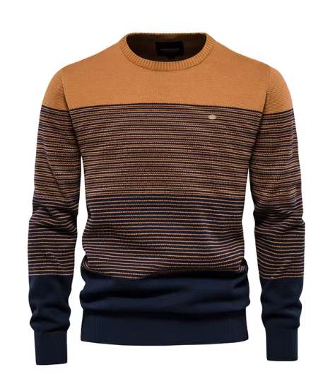 Maglione Uomo con Lavorazione a Maglia Testurizzata e Finiture a Costine