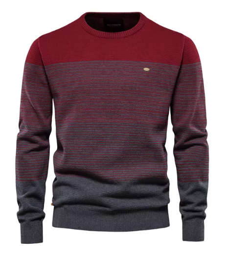 Maglione Uomo con Lavorazione a Maglia Testurizzata e Finiture a Costine