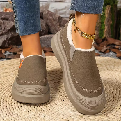 Scarpe da Donna Invernali Senza Lacci con Supporto Arco Plantare – Punta Larga e Suola Antiscivolo