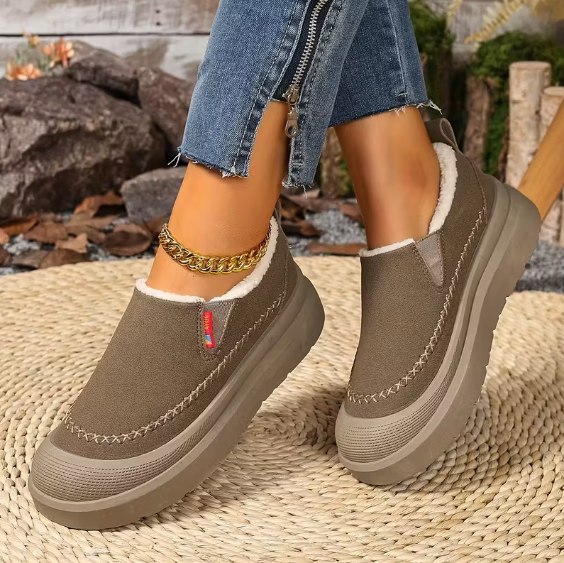 Scarpe da Donna Invernali Senza Lacci con Supporto Arco Plantare – Punta Larga e Suola Antiscivolo