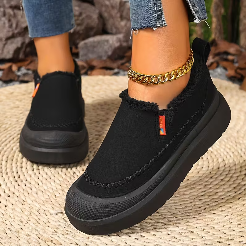 Scarpe da Donna Invernali Senza Lacci con Supporto Arco Plantare – Punta Larga e Suola Antiscivolo