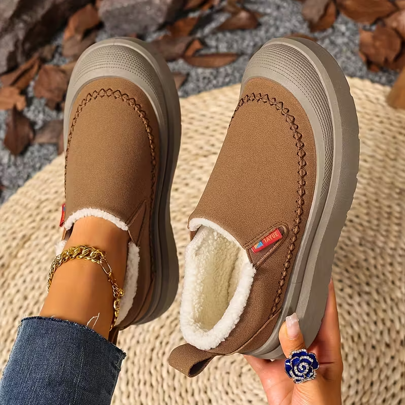 Scarpe da Donna Invernali Senza Lacci con Supporto Arco Plantare – Punta Larga e Suola Antiscivolo