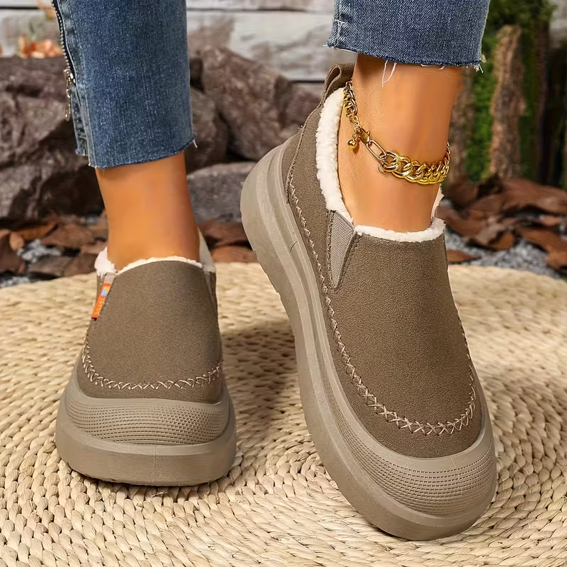 Scarpe da Donna Invernali Senza Lacci con Supporto Arco Plantare – Punta Larga e Suola Antiscivolo