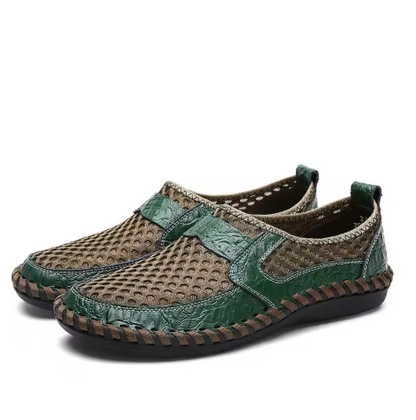Herresko Slip-On med Elastisk Mesh Overdel og Bred Pasform – Stødabsorberende Sål med Skridsikring