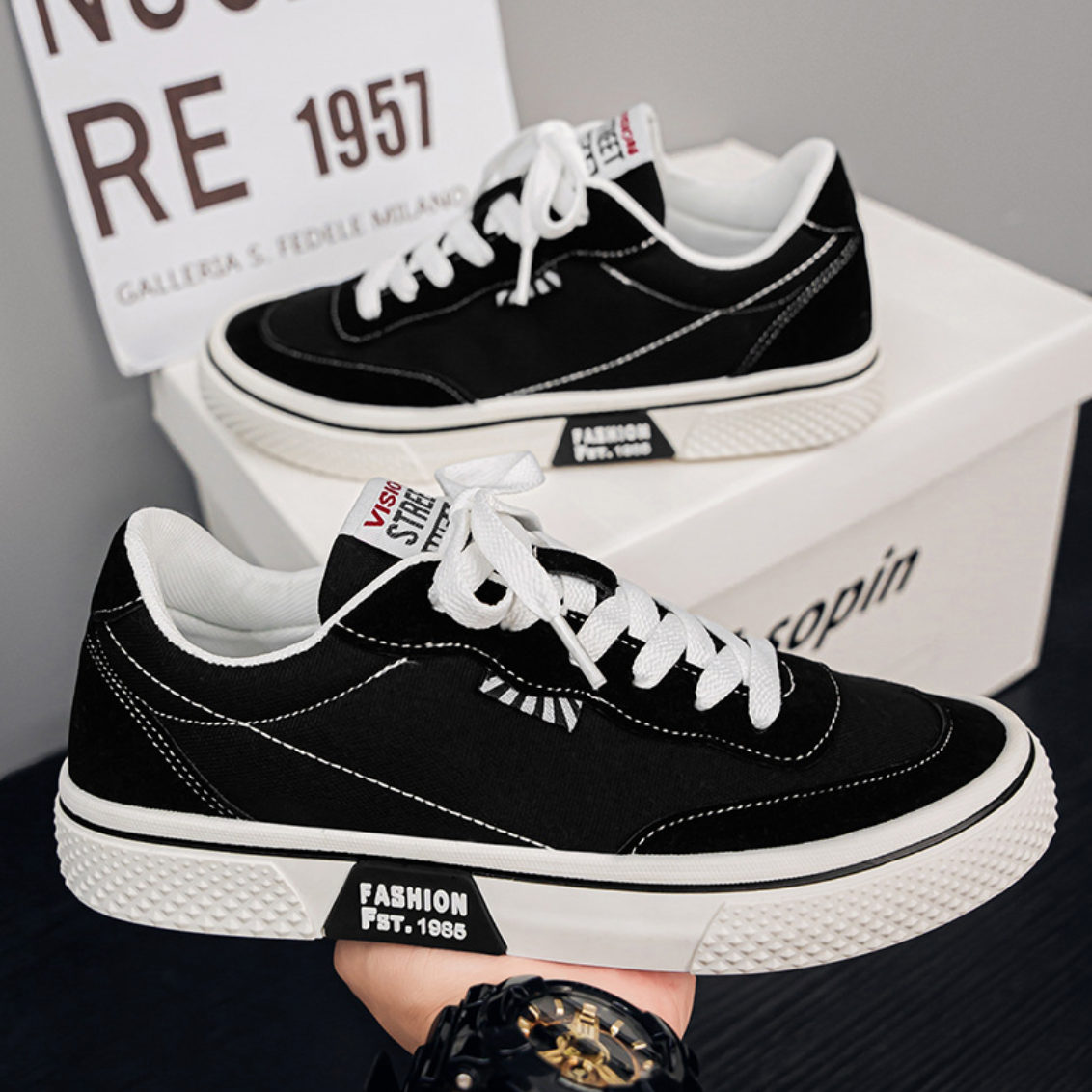 Sneakers Skater Uomo Basse con Lacci e Suola Piatta – Stile Casual Urbano