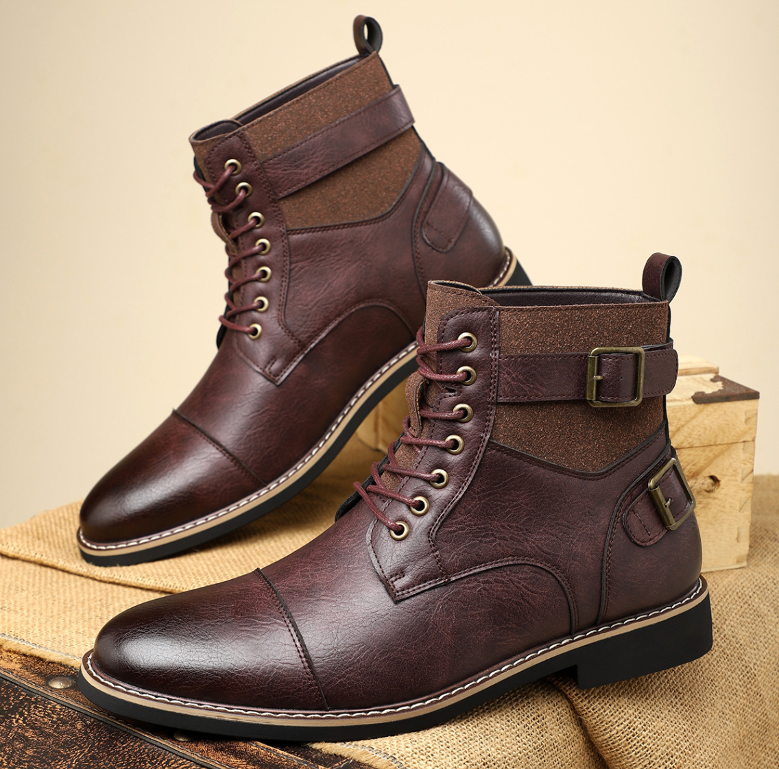 Stivaletti Uomo Mid Top con Cinturino Regolabile e Suola Antiscivolo – Stile Funzionale