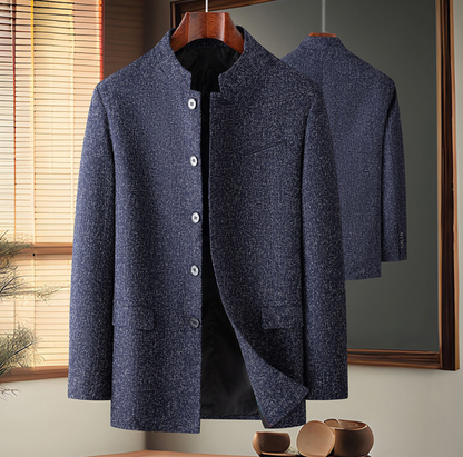 Giacca Uomo Slim Fit con Collo alla Coreana – Design Pulito e Versatile