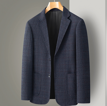 Slim fit herreblazer med tern og enkeltknap – elegant og alsidigt design
