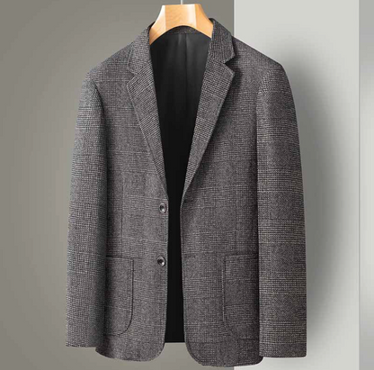 Slim fit herreblazer med tern og enkeltknap – elegant og alsidigt design