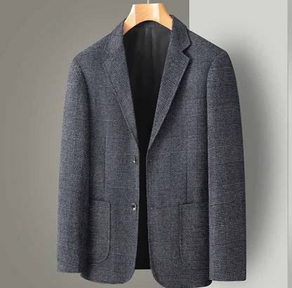 Slim fit herreblazer med tern og enkeltknap – elegant og alsidigt design