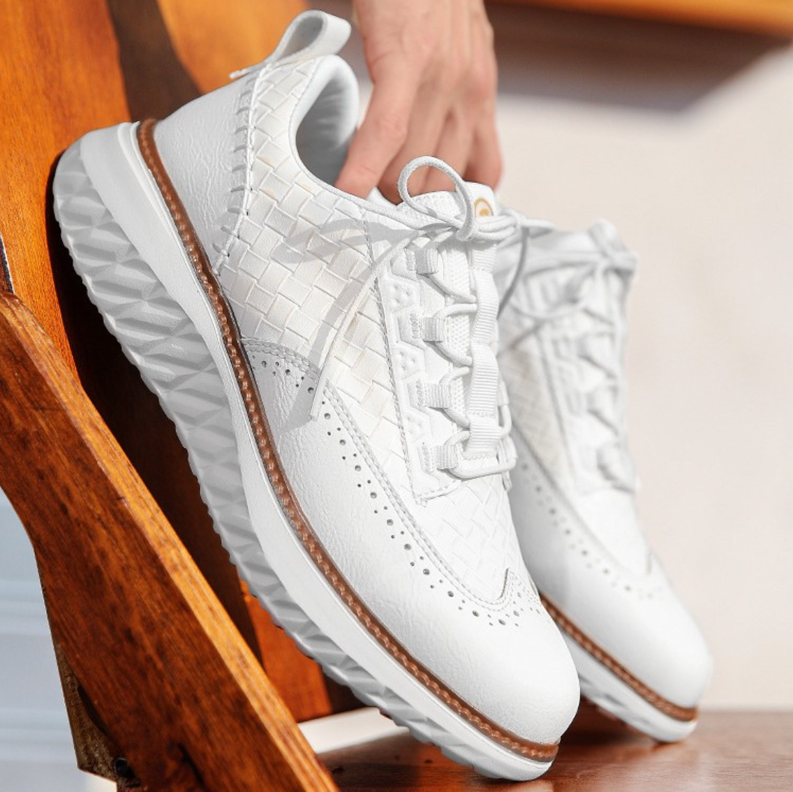 Sneakers Ibride da Uomo con Punta Cucita a Mano, Lati Elastici e Suola Antiscivolo