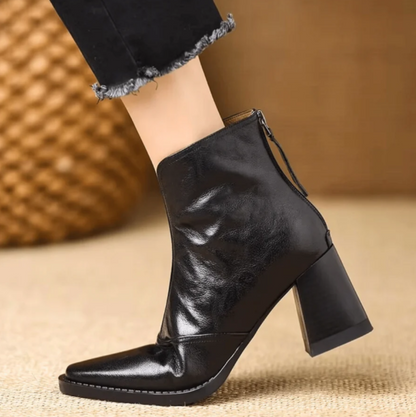 Stivaletti Donna Autunno Punta Quadrata Tacco Largo – Scarpe Slip-On Eleganti