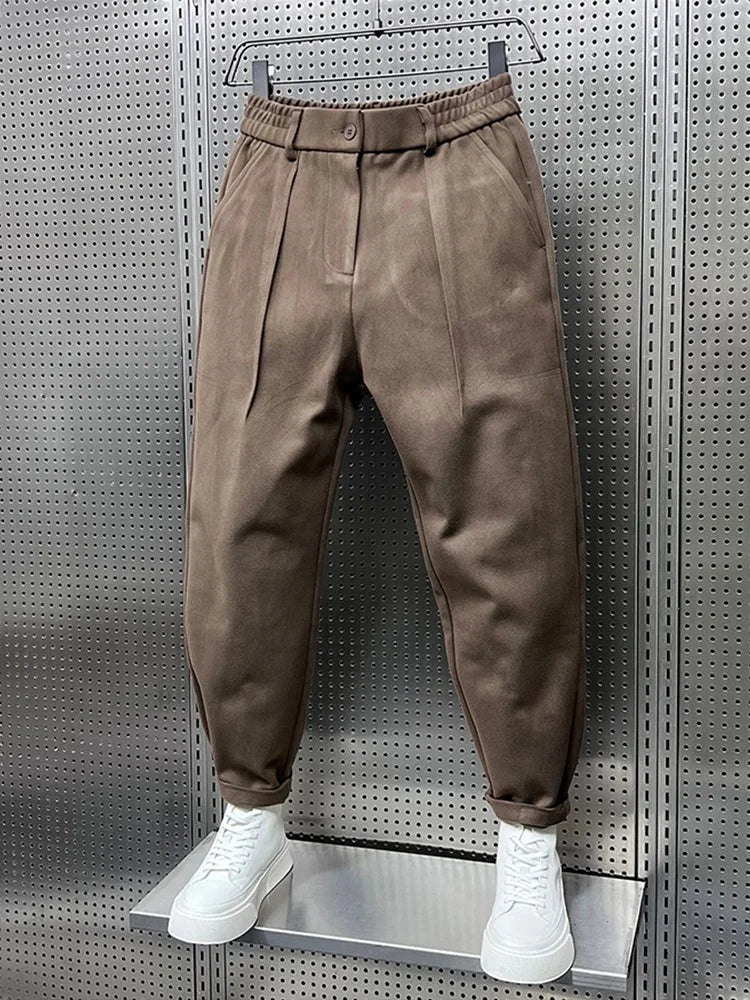 Men's Slim Fit Elegant Trousers in Melange Fabric – Versatile Formal Style
