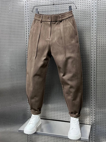 Men's Slim Fit Elegant Trousers in Melange Fabric – Versatile Formal Style