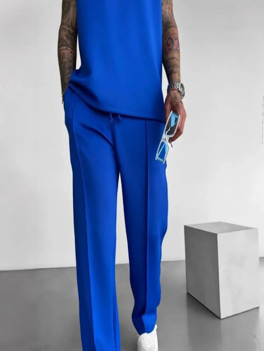 Men's Lounge Set with Sleeveless Top and Tailored Pants