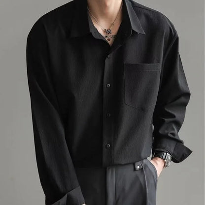 Camicia Uomo a Tinta Unita Antipiega con Bottoni – Vestibilità Comoda