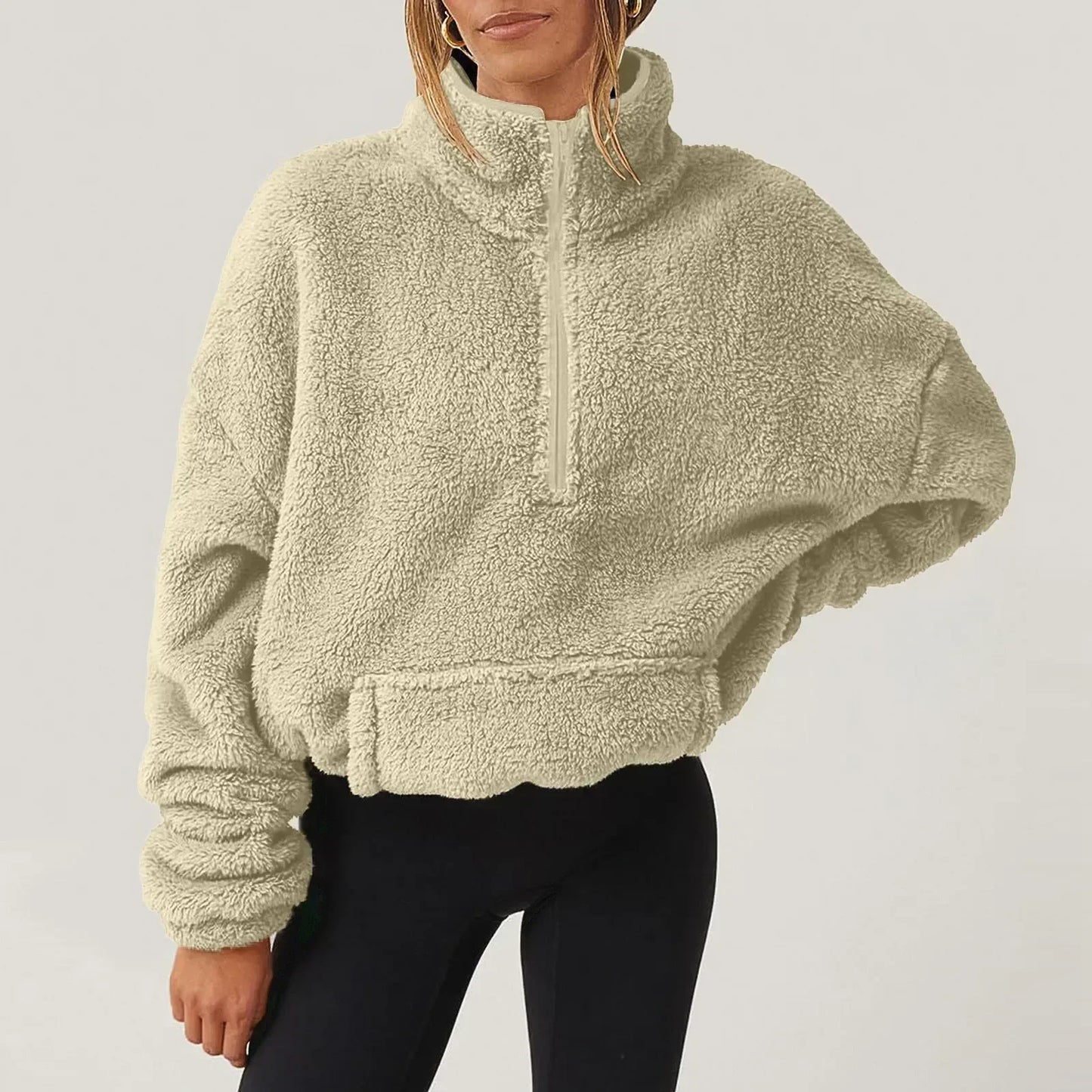 Maglione Donna con Mezza Zip e Colletto, Vestibilità Comoda – Stile Quotidiano