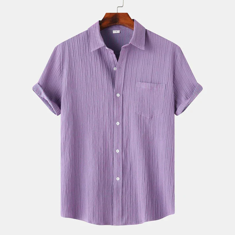 Camicia Estiva Uomo con Colletto Aperto e Chiusura a Bottoni – Stile Casual Classico