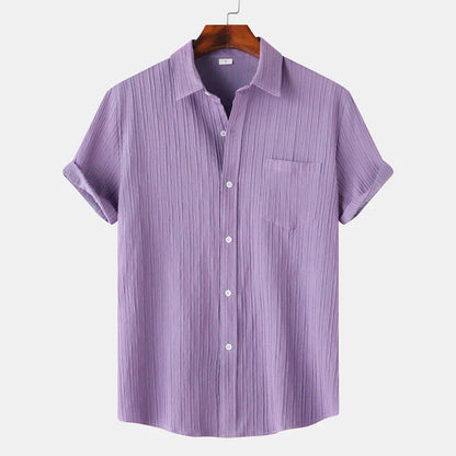 Camicia Estiva Uomo con Colletto Aperto e Chiusura a Bottoni – Stile Casual Classico