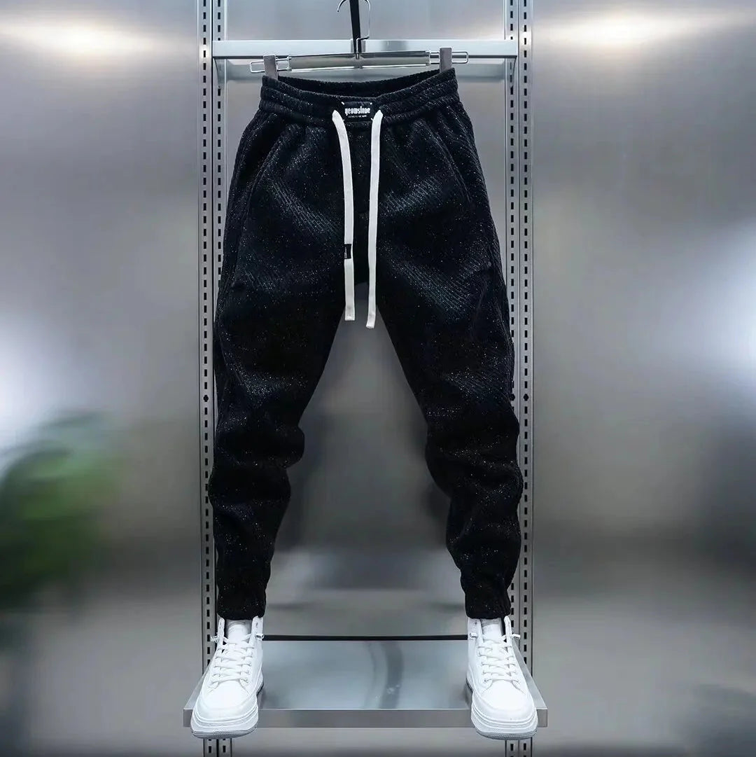 Herrebukser Slim Fit med Elastisk Talje og Snøre Mønster – Moderne Casual Stil