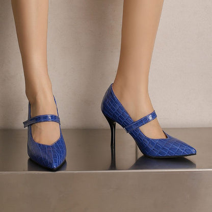 Décolleté da Donna Primaverili con Cinturino e Tacco Elegante – Effetto Coccodrillo e Struttura Leggera
