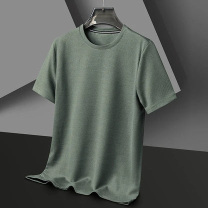 Herre T-shirt med Rund Hals, Bikagemønster og Netstruktur